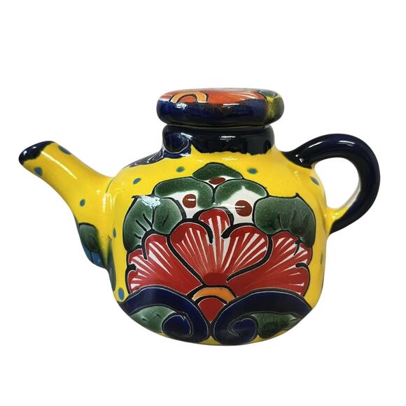 Talavera Mexican Pottery 4” Hand Painted Teapot ~ Made in Mexico - Picture 1 of 14